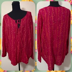 Lucky Brand Red Blouse with Tie Front